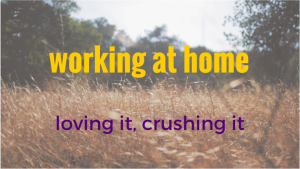 working at home ... loving it, crushing it